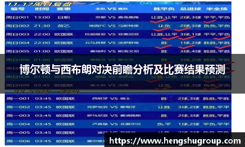 博尔顿与西布朗对决前瞻分析及比赛结果预测